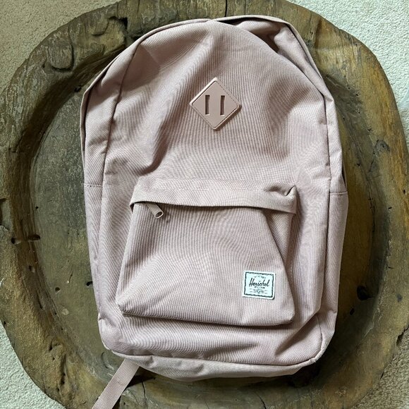 Herschel ash pink/dusty mauve backpack with red/white striped interior - Picture 1 of 6